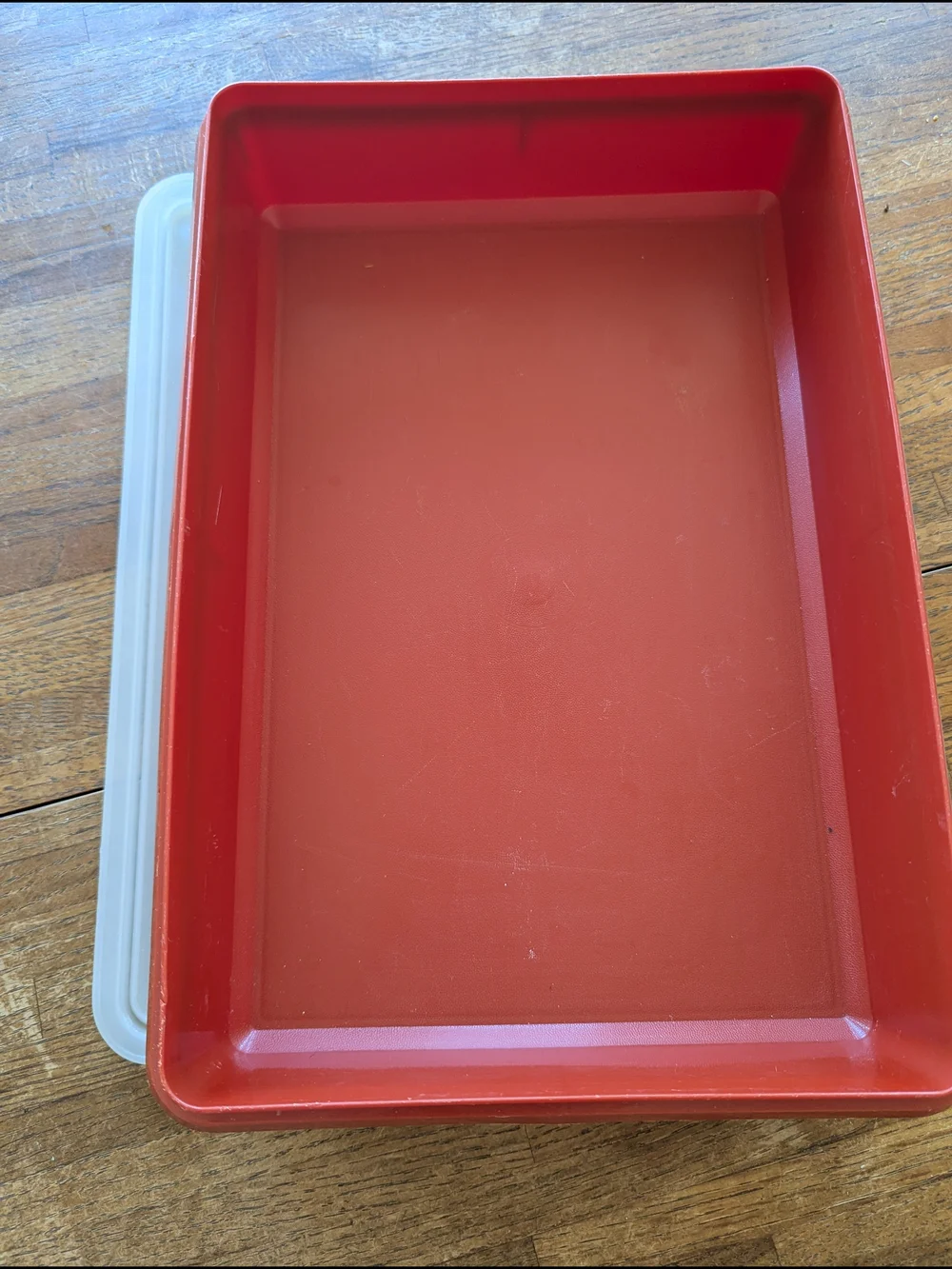 Set of Red and Cream Plastic Food Storage Containers